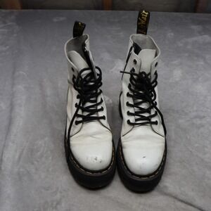 Dr Martens Jadon Unisex 7M 8L Combat Boot White Leather Zip Chunky Platform Heel